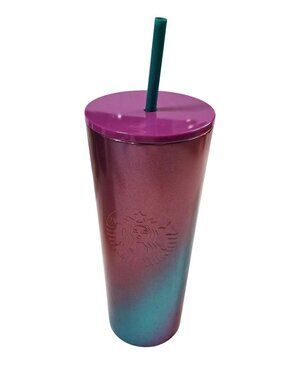 Starbucks 24 Oz Gradient Stainless Steel Tumbler With Lid & Straw & Straw Purple